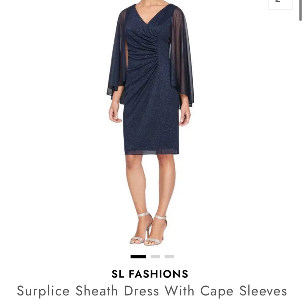 SL Fashions Blue Ruched Long Sleeve Gown